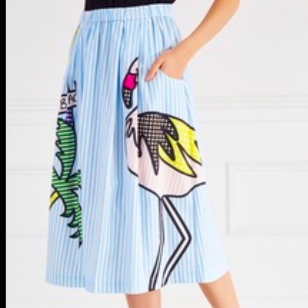 New Vadim Blue & White Striped Flamingo Skirt - Picture 6 of 17
